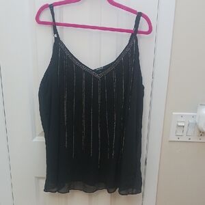 Torrid Black Camisole with Delicate Stripes